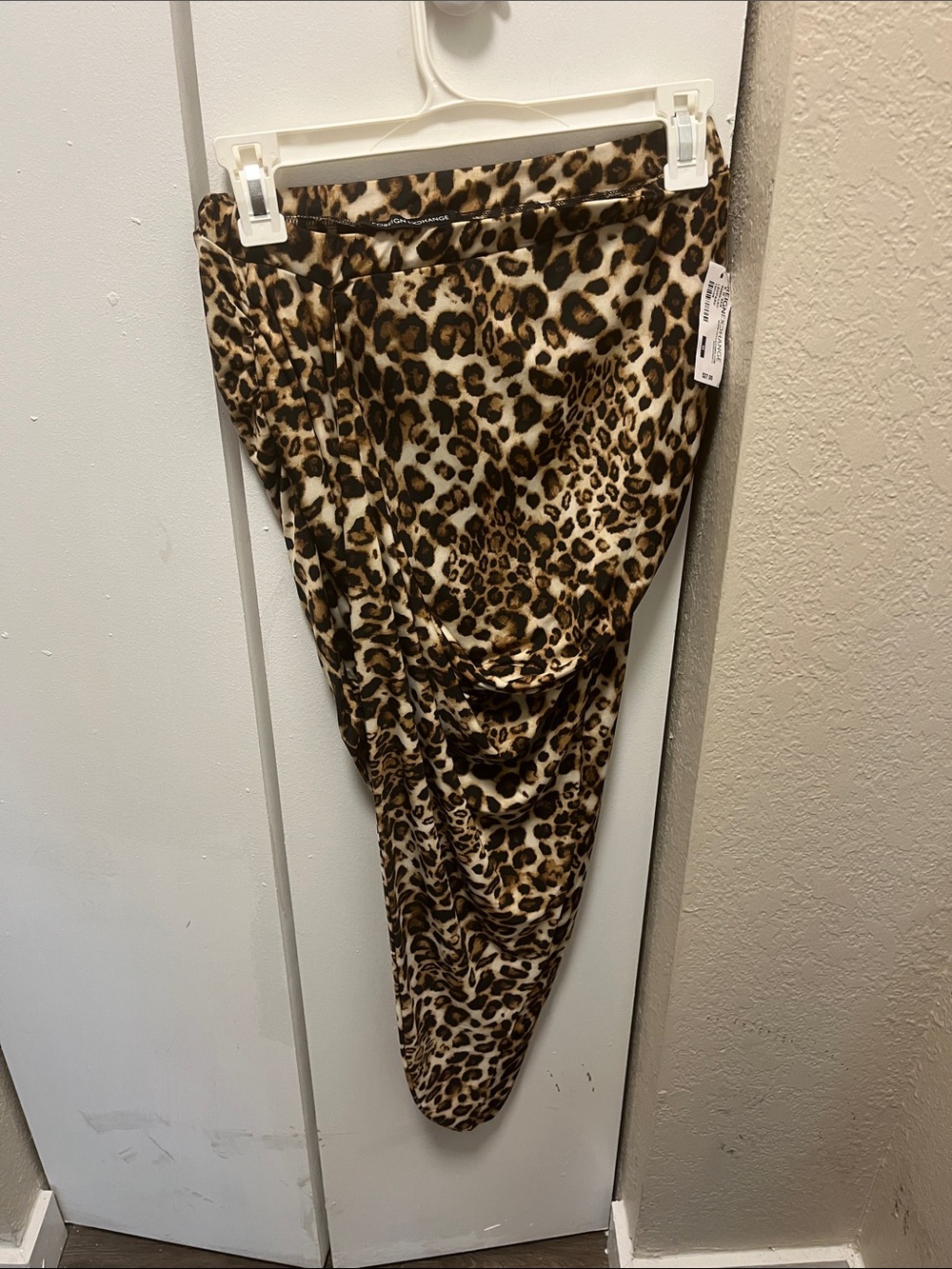 Foreign Exchange Leopard Print A-Line Skirt in Brown and Cream